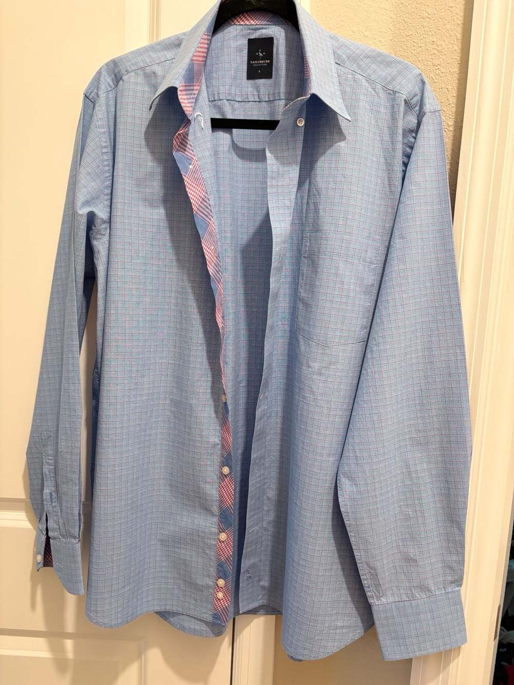 Tailorbyrd Collection Men's Blue Plaid Button Down Dress Shirt